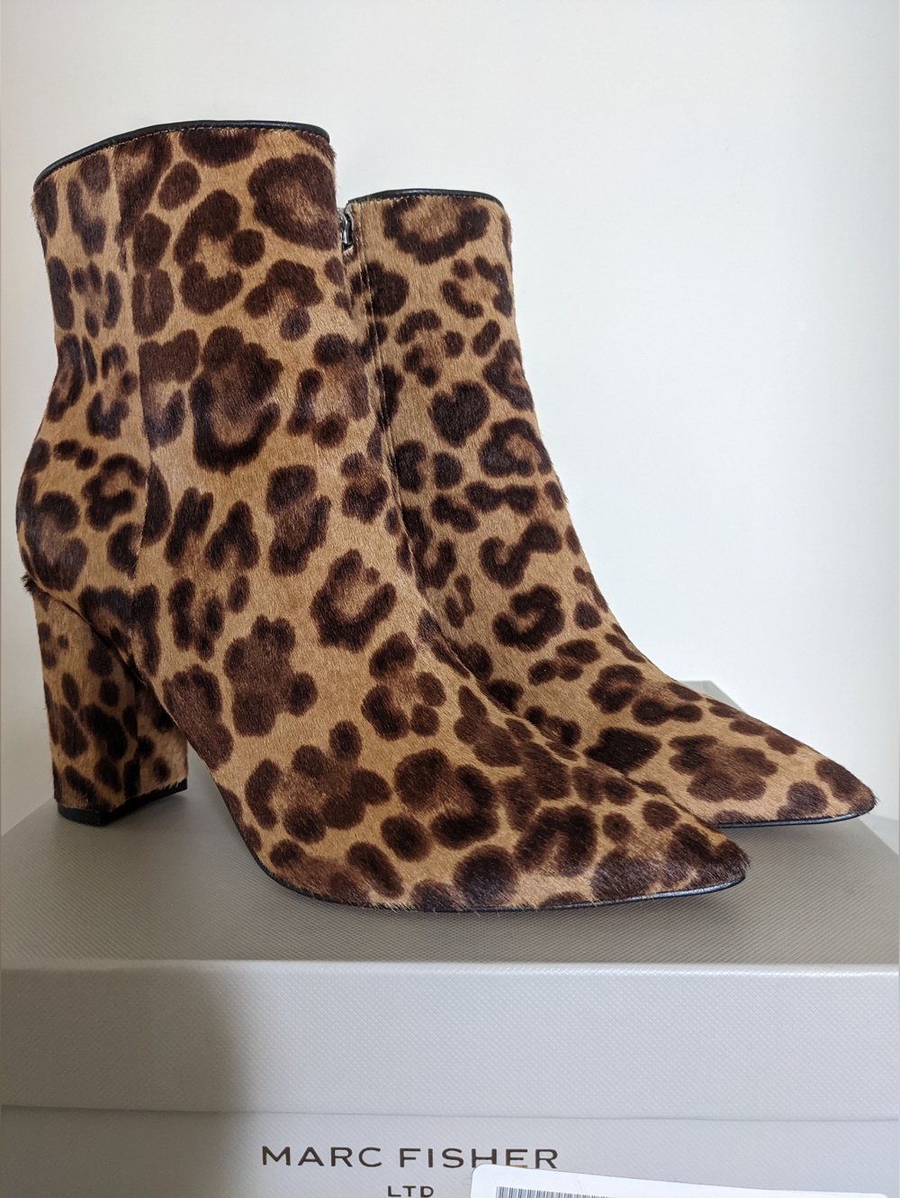 Marc Fisher Ulanily Calf Hair Leopard Print Boots | Size 6